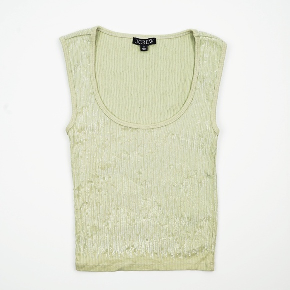 JCREW Size XS Vintage Rib Sequin-Embellished Tank Top in Muted Fern $69 CD115 - Picture 2 of 4